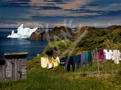 Twillingate, iceberg, outlouse & clothesline